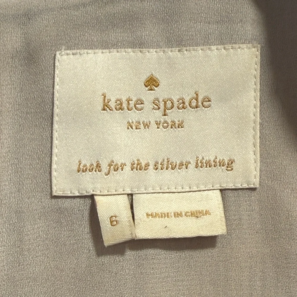 *Kate Spade Sequin Plaid Shift Dress Pumice 6 V Neck Short Sleeve Mini | AT 728